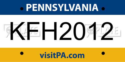 KFH2012 Pennsylvania License Plate