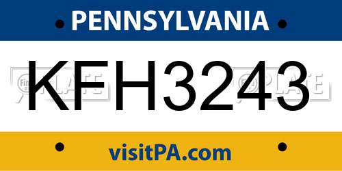 KFH3243 Pennsylvania License Plate