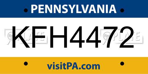 KFH4472 Pennsylvania License Plate