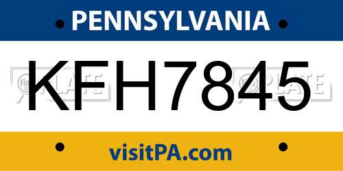 KFH7845 Pennsylvania License Plate