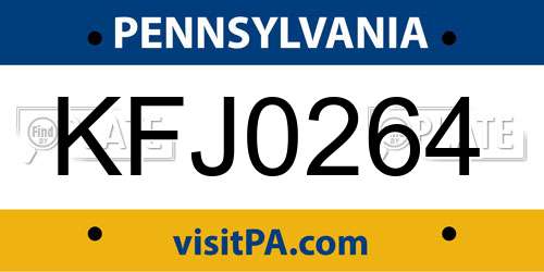 KFJ0264 Pennsylvania License Plate