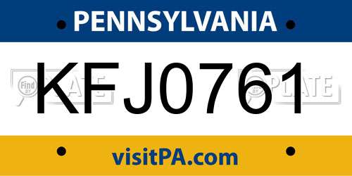 KFJ0761 Pennsylvania License Plate