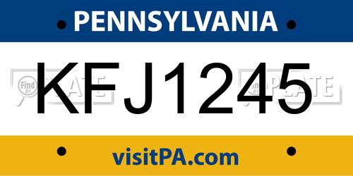 KFJ1245 Pennsylvania License Plate