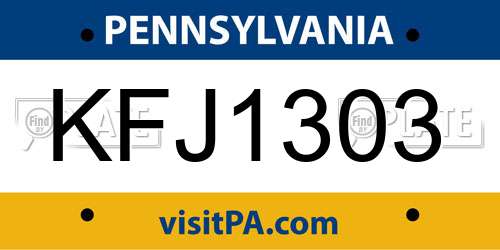 KFJ1303 Pennsylvania License Plate
