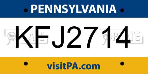 KFJ2714 Pennsylvania License Plate