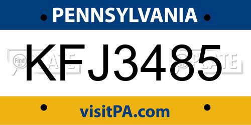 KFJ3485 Pennsylvania License Plate