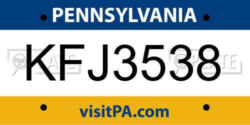KFJ3538 Pennsylvania License Plate