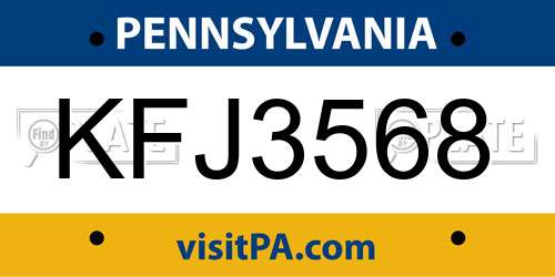 KFJ3568 Pennsylvania License Plate