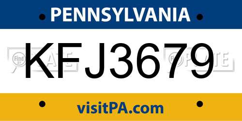 KFJ3679 Pennsylvania License Plate