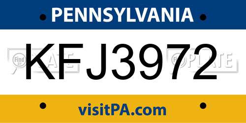 KFJ3972 Pennsylvania License Plate