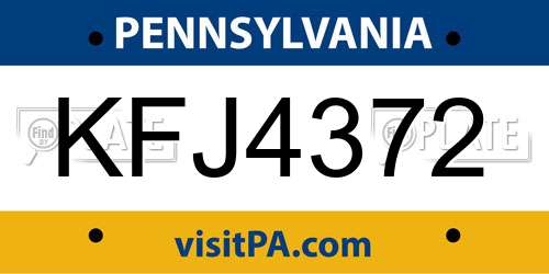 KFJ4372 Pennsylvania License Plate