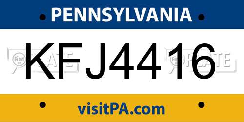 KFJ4416 Pennsylvania License Plate