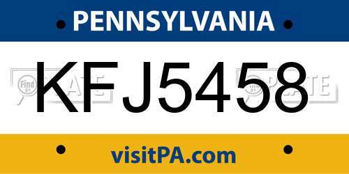 KFJ5458 Pennsylvania License Plate