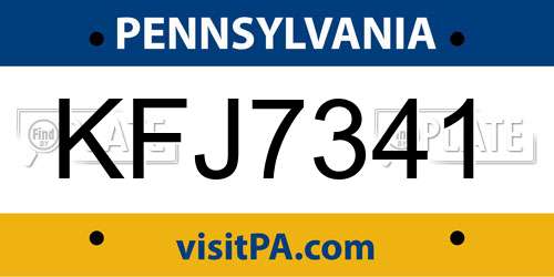 KFJ7341 Pennsylvania License Plate