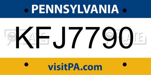 KFJ7790 Pennsylvania License Plate