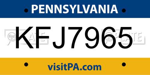 KFJ7965 Pennsylvania License Plate