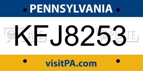 KFJ8253 Pennsylvania License Plate
