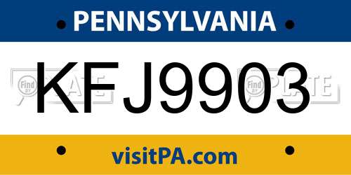 KFJ9903 Pennsylvania License Plate