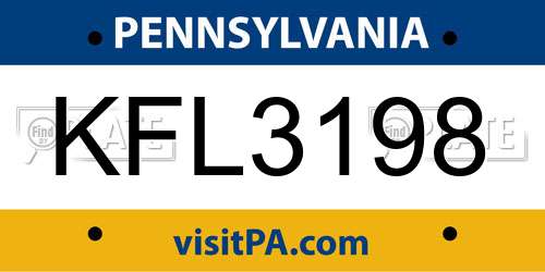 KFL3198 Pennsylvania License Plate
