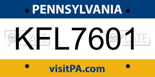 KFL7601 Pennsylvania License Plate