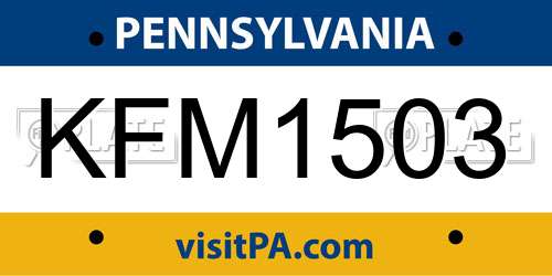 KFM1503 Pennsylvania License Plate