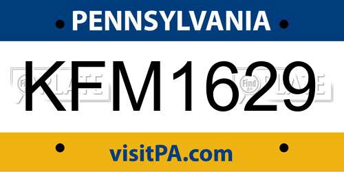 KFM1629 Pennsylvania License Plate