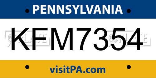 KFM7354 Pennsylvania License Plate