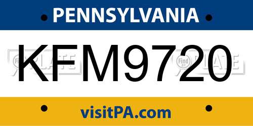 KFM9720 Pennsylvania License Plate