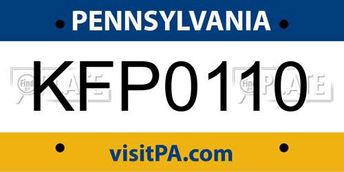 KFP0110 Pennsylvania License Plate
