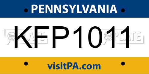 KFP1011 Pennsylvania License Plate