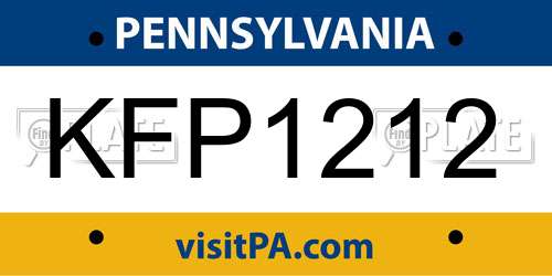 KFP1212 Pennsylvania License Plate