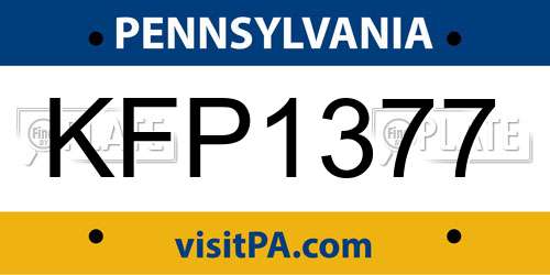 KFP1377 Pennsylvania License Plate