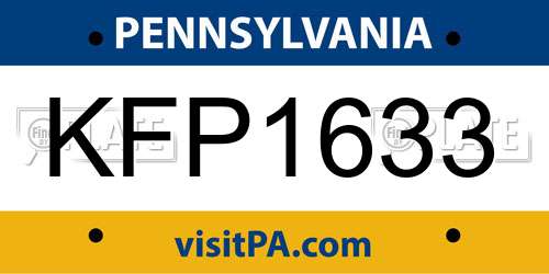 KFP1633 Pennsylvania License Plate