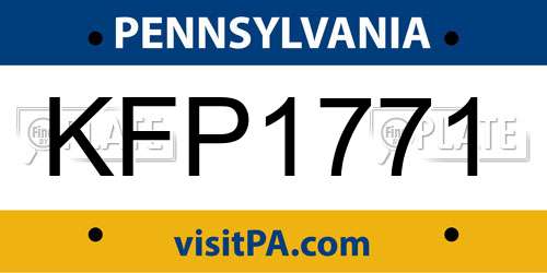 KFP1771 Pennsylvania License Plate