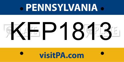 KFP1813 Pennsylvania License Plate