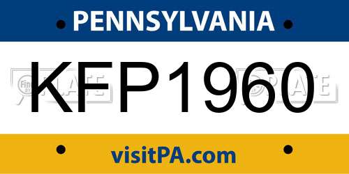 KFP1960 Pennsylvania License Plate