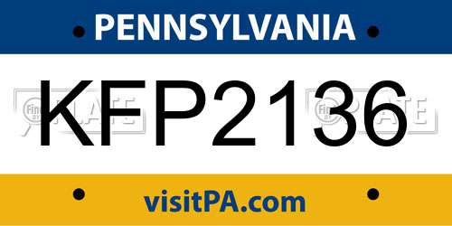 KFP2136 Pennsylvania License Plate