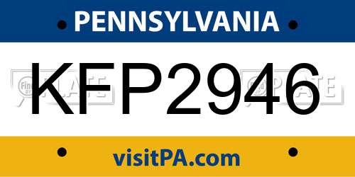 KFP2946 Pennsylvania License Plate