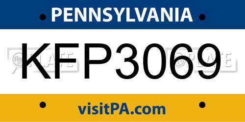 KFP3069 Pennsylvania License Plate