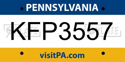 KFP3557 Pennsylvania License Plate