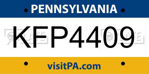 KFP4409 Pennsylvania License Plate