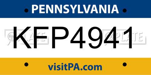 KFP4941 Pennsylvania License Plate