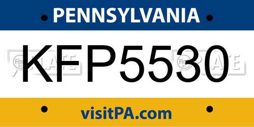 KFP5530 Pennsylvania License Plate