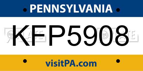 KFP5908 Pennsylvania License Plate