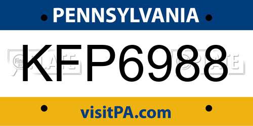 KFP6988 Pennsylvania License Plate