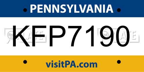 KFP7190 Pennsylvania License Plate