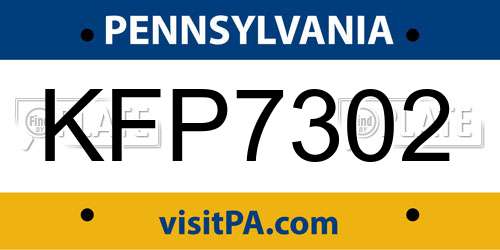 KFP7302 Pennsylvania License Plate