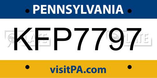 KFP7797 Pennsylvania License Plate