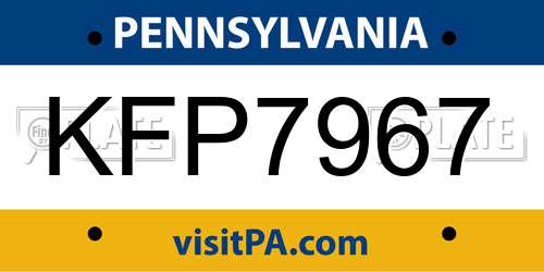 KFP7967 Pennsylvania License Plate