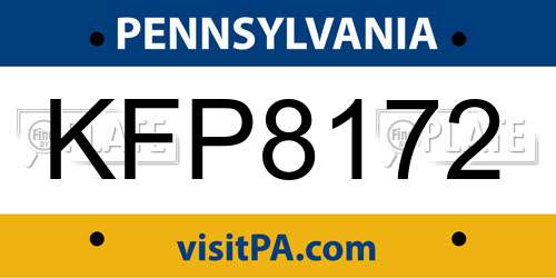 KFP8172 Pennsylvania License Plate